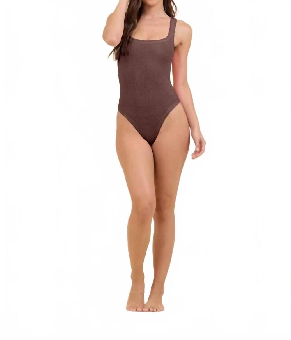 NEW SURF GYPSY beach krinkle one piece in cocoa brown